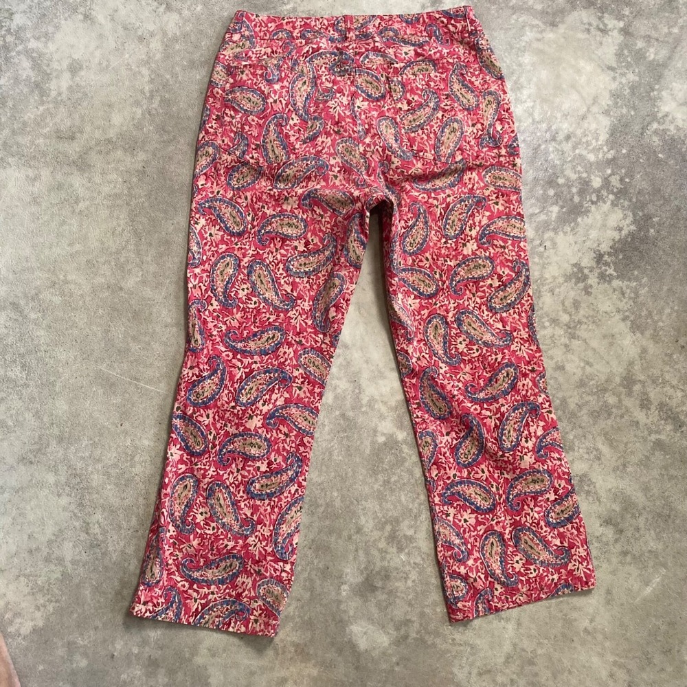 Ralph Lauren Capri Pants Womens 6 Pink Paisley Ankle Crop Boho Slim - Picture 8 of 10